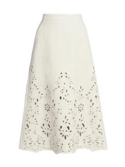 Chloé Eyelet Midi Skirt
