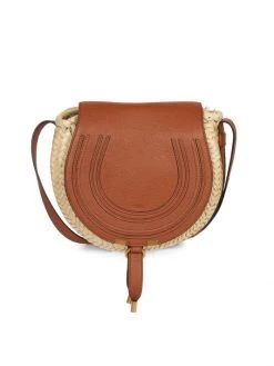 Chloé Medium Marcie Leather & Raffia Saddle Bag