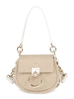 Chloé Tess Linen-Canvas Saddle Bag