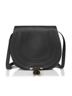 Chloé Medium Marcie Leather Saddle Bag Cashmere Grey