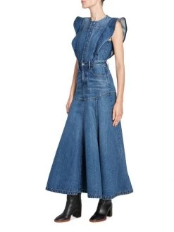 Chloé Pleated Denim Maxi-Dress -Deals Chloé Store unnamed file 749