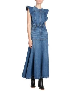 Chloé Pleated Denim Maxi-Dress -Deals Chloé Store unnamed file 751