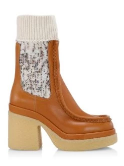 Chloé Leather Platform Ankle Boots