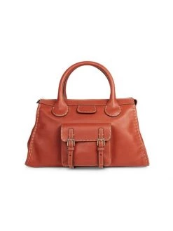 Chloé Medium Edith Leather Day Bag Sepia Brown