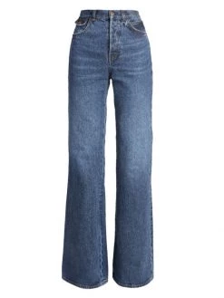 Chloé High-Waisted Flared Logo-Topstitch Jeans
